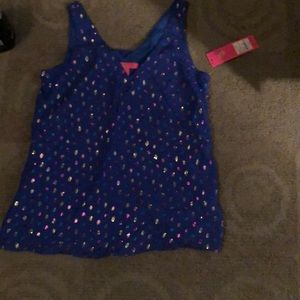 Lilly royal blue florin silk tank NWT